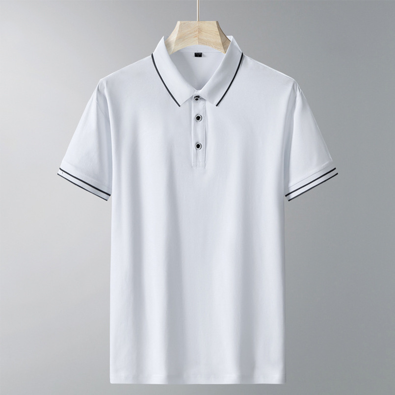 Summer Men's POLO Shirt Short T-Shirt Ice Silk Thin Turn-down Collar Half Sleeve Dad's Wear Business Casual Polo