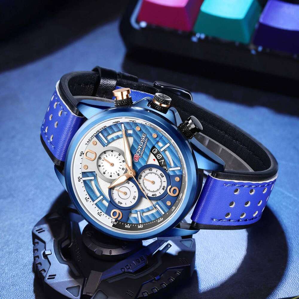 BORUSE Business Leather Mens Quartz Watches Luxury Luminous Watch For Men Wristwatch