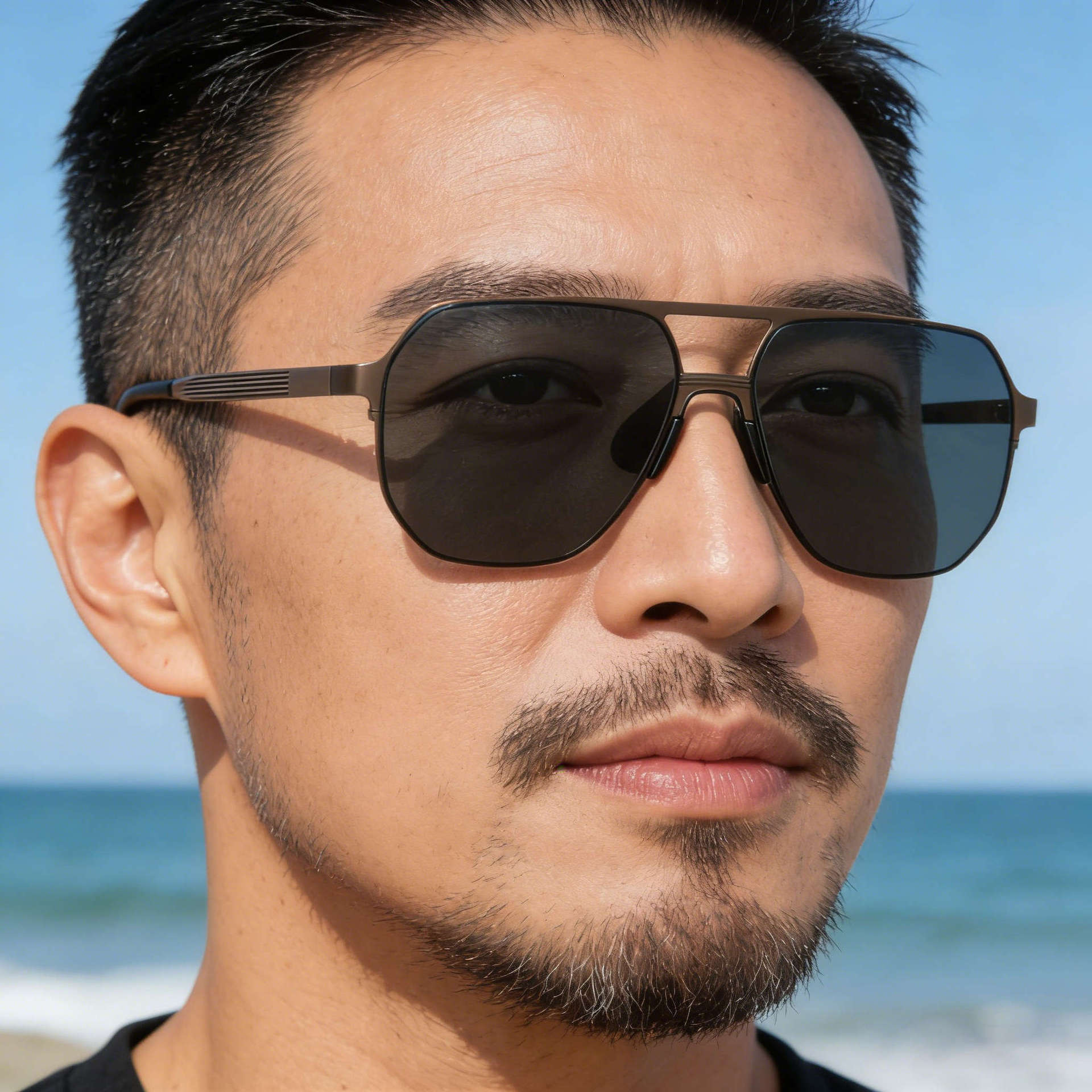 2026 New Fashion Square Frame Nylon Polarized Retro Double-Beam Sun Protection Sunglasses for Men,
