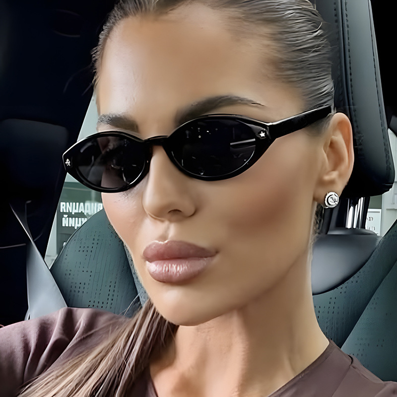 Star Simple Elliptical Sunglasses 2026 New Fashion Sunglasses Anti UV Sunscreen Sunshade Sunglasses for Women