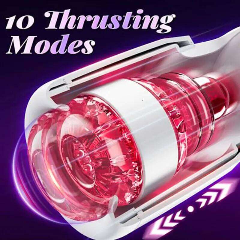 KUSHOR Tongue Licking Male Masturbator 10 Thrusting Blowjob Machine Stroker Glans Training Sex Toys for Men Pleasure Z260311