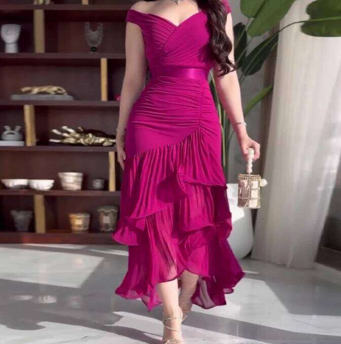 Womens Dresses 2025 Spring New Sweet Style Solid Color High Waist Ruched V-Neck Sleeveless Casual Ruffle Hem Daily Long Dress C260312