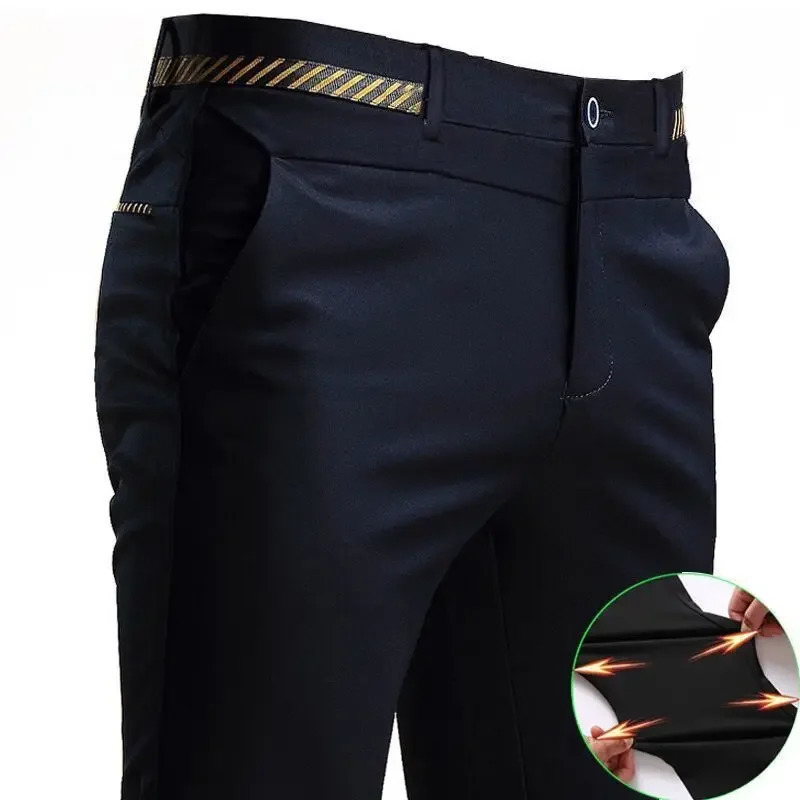 Black Suit Pants for Men Spring and Autumn Stretchy and Non-Ironing Office Trousers Slim Fit Formal Pants for Men Dress Pants 260311