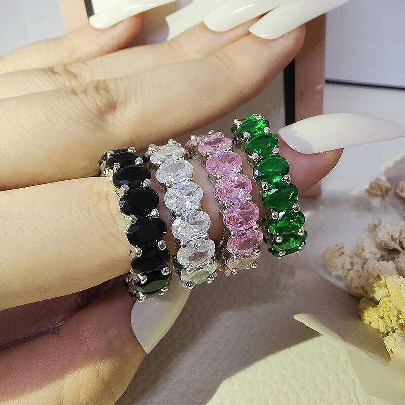 2022 Eternity Diamond Ring 925 Sterling silver Engagement Wedding Band Rings for Women Men Promise Birthday Party Jewelry Gift H260312