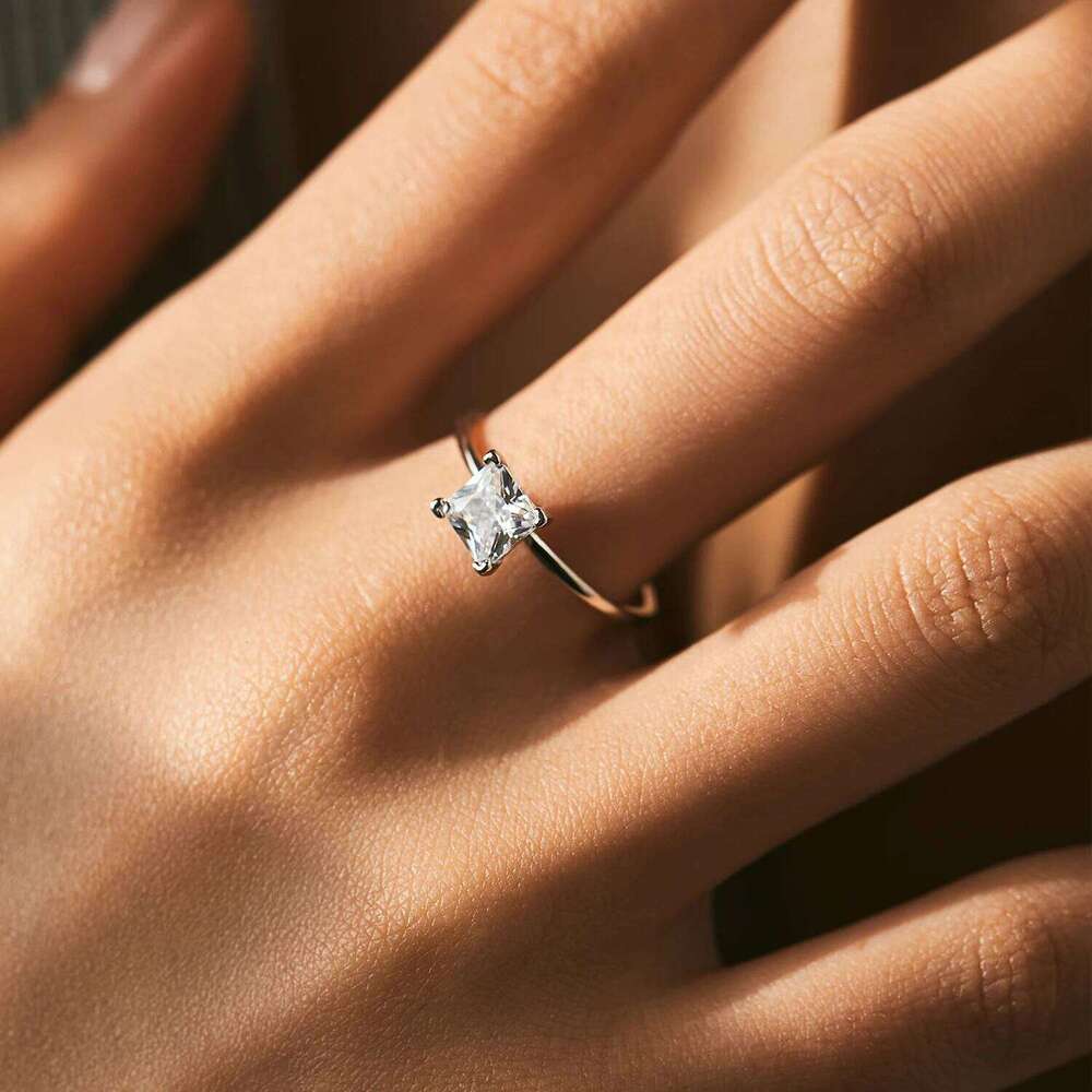MODIAN 925 Sterling Silver Minimalism Sparkling Princess Cut CZ Ring Classic Wedding Engagement Statement Fine Jewelry For Women H260312