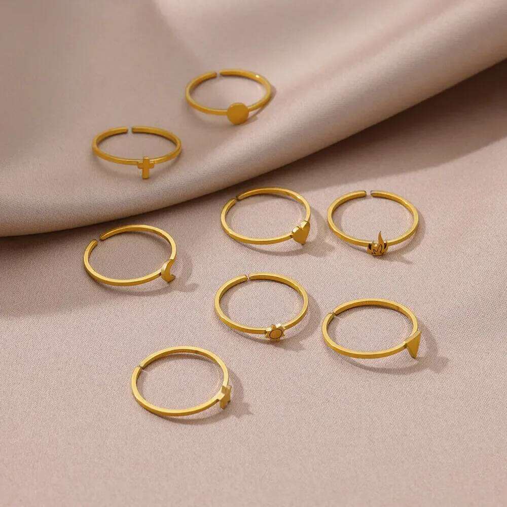 Simple Stainless Steel Rings For Women 2024 Gold Color Heart Open Adjustbale Thin Finger Ring Wedding Jewerly Gift H260312