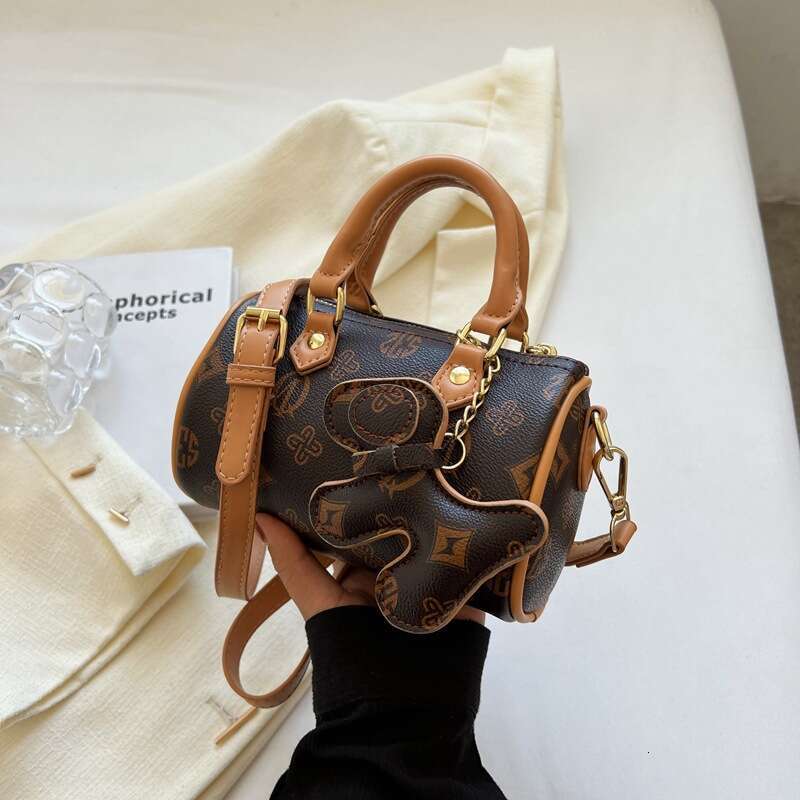 lfashion Style Cartoon Print Handheld Pillow for Women, Vintage Single Shoulder Boston Bag, 2026 New High-end Crossbody Bag