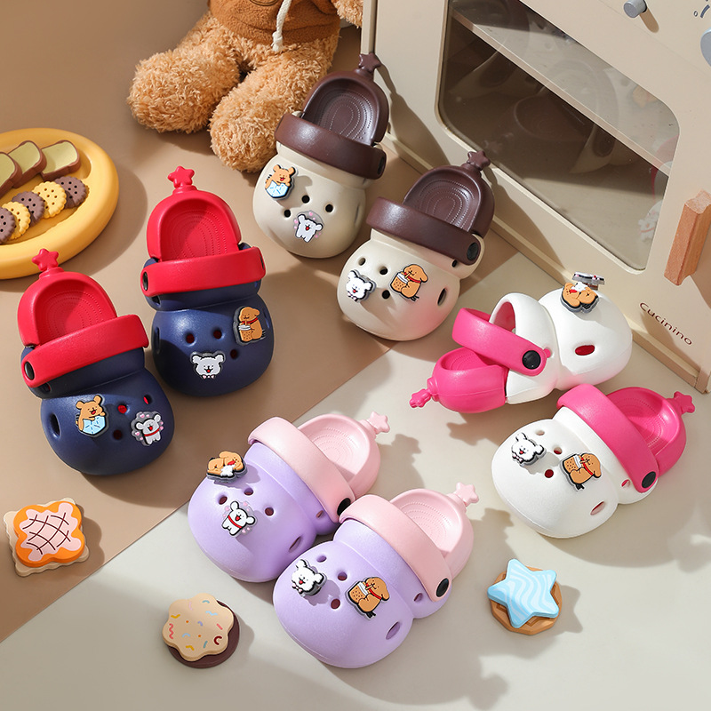Kids Cartoon Clogs flip-flops Cute Animal Charms EVA Non-Slip Toddler Sandals Baby Boys Girls with Adjustable Strap Removable Animal Pins Free shippin
