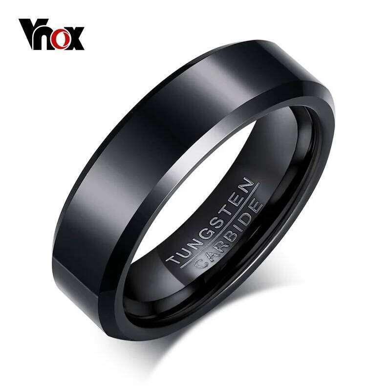 Vnox Black Tungsten Carbide Men's Wedding Engagement Ring for Man Jewelry 6mm Wide Anillos H260312