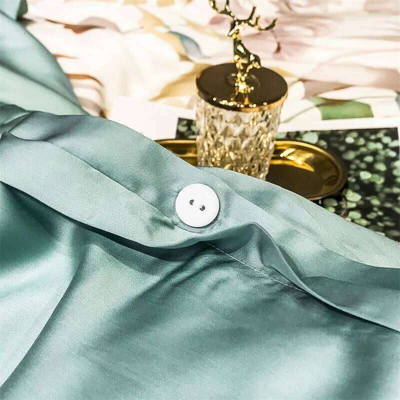 600TC Lyocell Soft Silky Cooling Summer Tropical Plant Print Bedding Duvet Cover Set Flat/Fitted Bed Sheet Pillowcase 4Pcs H260312