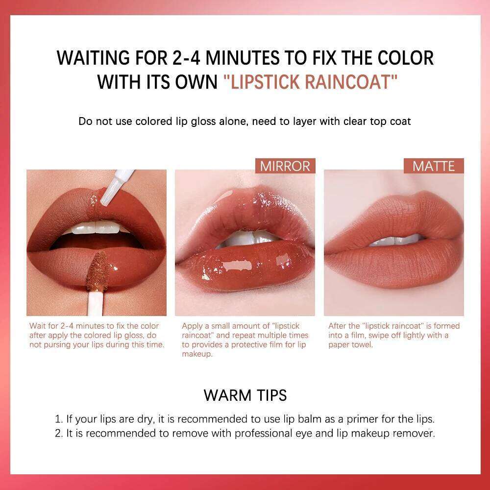 Double Headed Lip Gloss With Mirror Long Lasting Waterproof Non Fading Lipstick Nude Makeup Milk Tea Color Cosmetics W260311