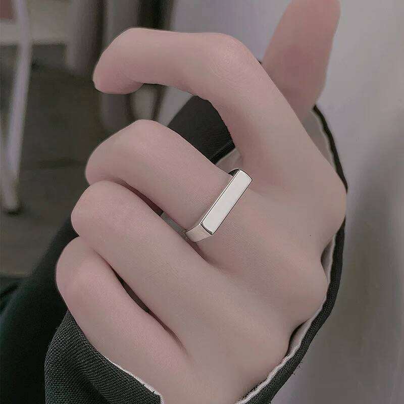 Sterling Silver Smooth Surface Rectangle Rings For Women Wedding Jewelry Accessories Wholesale Argent 925 H260312