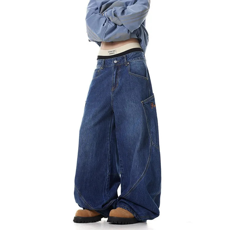 Y2K Mens Baggy Jeans Unisex Trendy Casual Wide-Leg Denim Pants High Street Quality American Style Streetwear Oversize Trousers 260310
