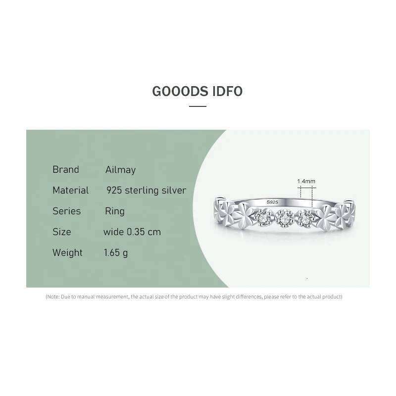 Ailmay High Quality 925 Sterling Silver Fashion Clear CZ Daisy Flower Line Stackable Rings For Women Romantic Wedding Jewelry H260312