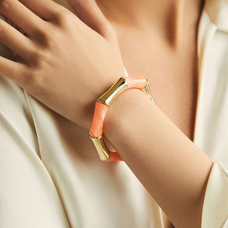Women Jewelry Bracelets Bangle Simple Gradient Acrylic Bamboo Joint Geometric Designer Fashion All-Match Bracelet