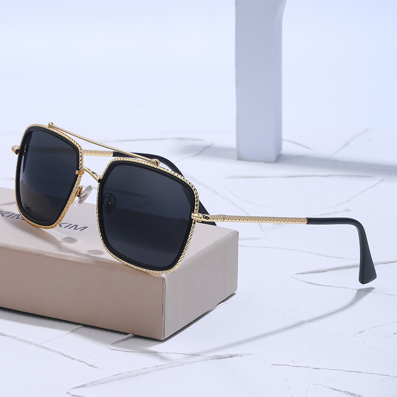 Polarized Women Driving Anti-Glare Retro Double Bridge Slingshot Square Frame for Men Trendy Sunglasses