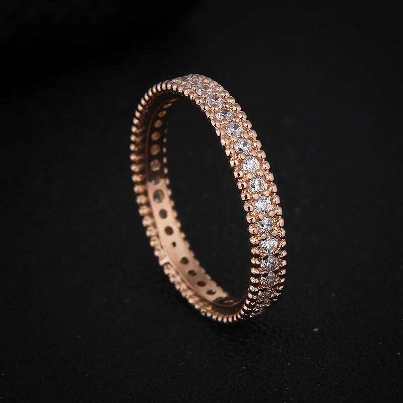 Full Crytal Ring Rose Gold color Simple Classic Wedding & Engagement Rings for Women Made With AAA CZ CC197 H260312