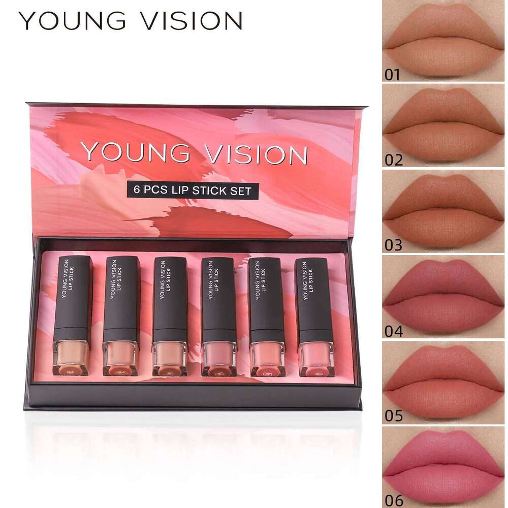 6 pcs /set matte gift box set non stick cup velvet moisturizing lipstick W260311