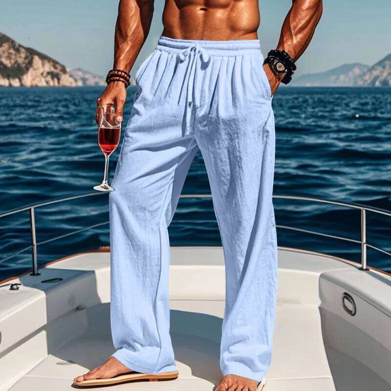 Men's 16-Color Breathable Linen Yoga Pants Loose Casual Sportswear for Spring/Summer 2025 European And American Style
