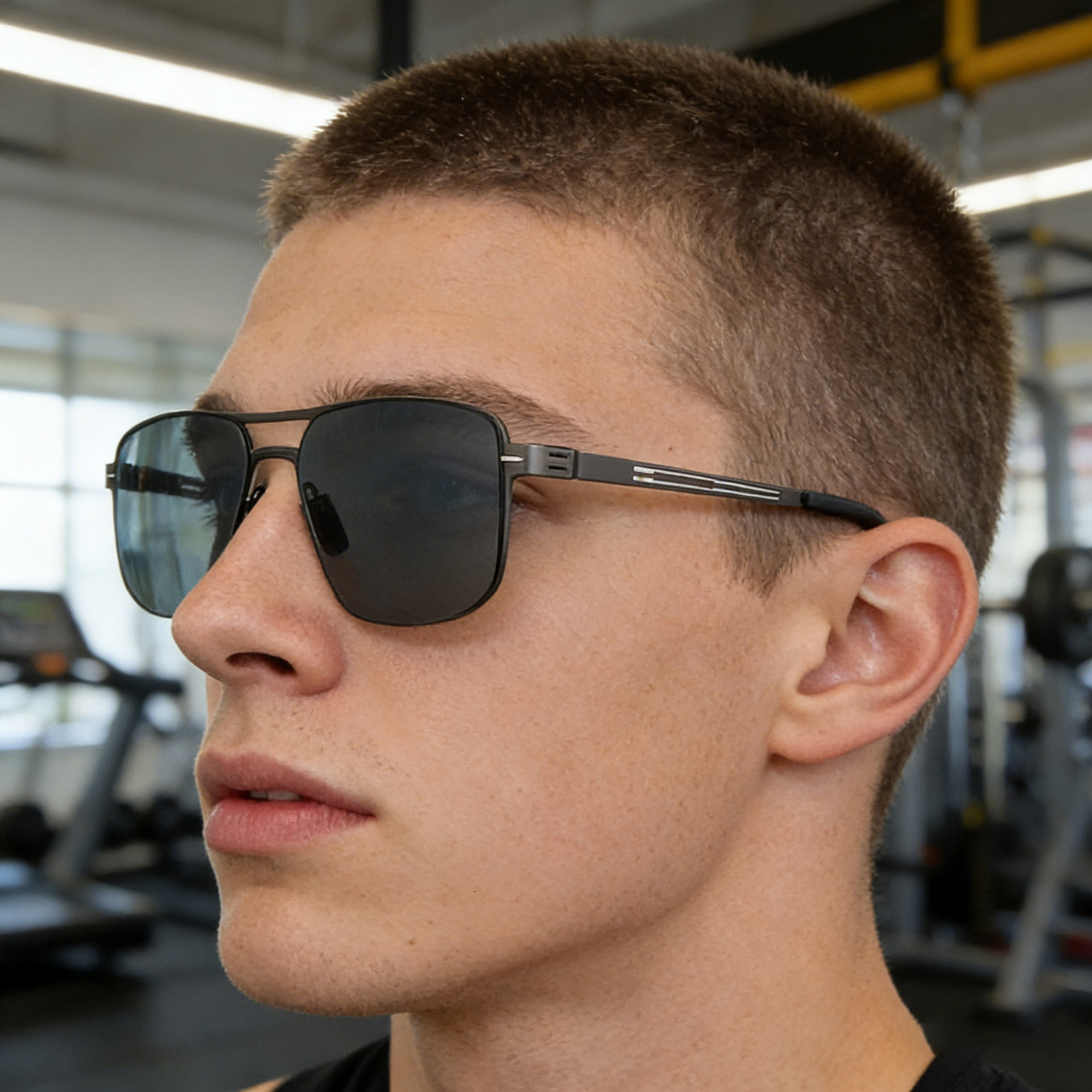 2026 New European American Fashion Square Frame Nylon Polarized Sunglasses for Men with Metal Temples and Double Bridge Sun Protection Glasses