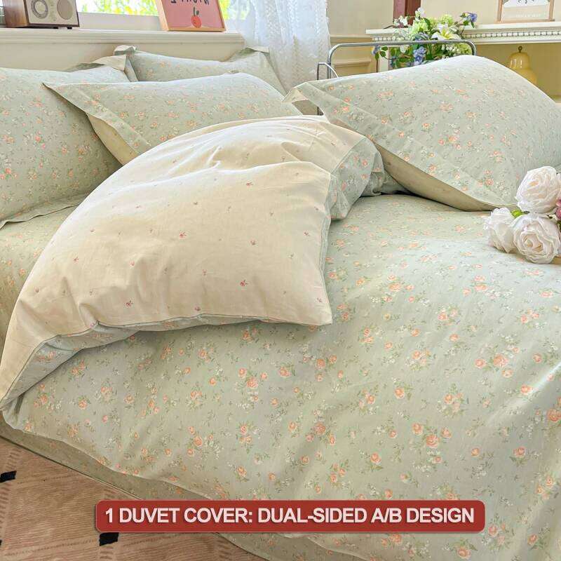 Printed Duvet Set 100% Cotton Bedding Set, Soft Breathable Quilt Cover Pillowcase,for Single Couple Bed Size H260312