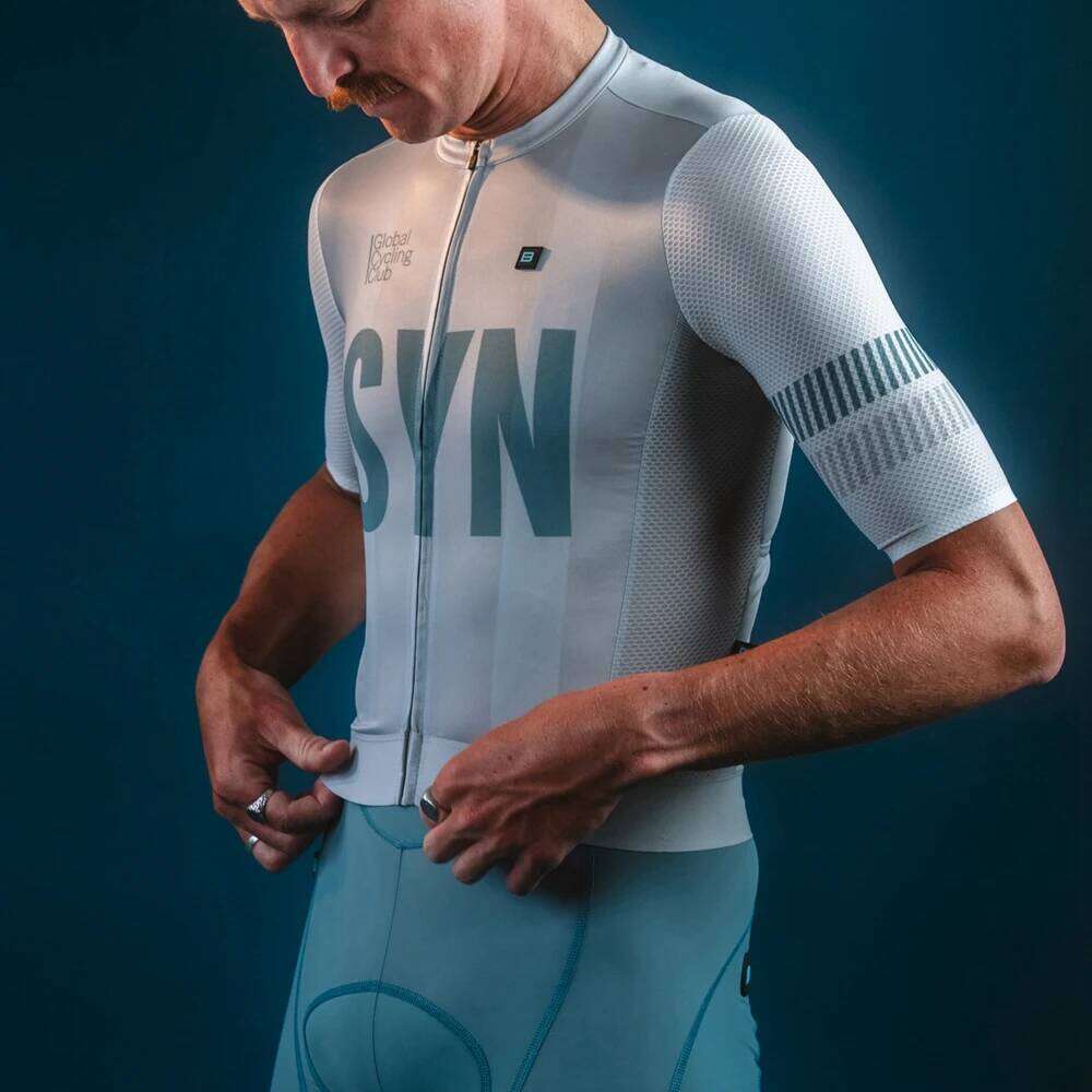 Silver-gray new SYN suit men's short-sleeved cycling jersey and bib shorts road matching Cycling Clothing 26Y0311