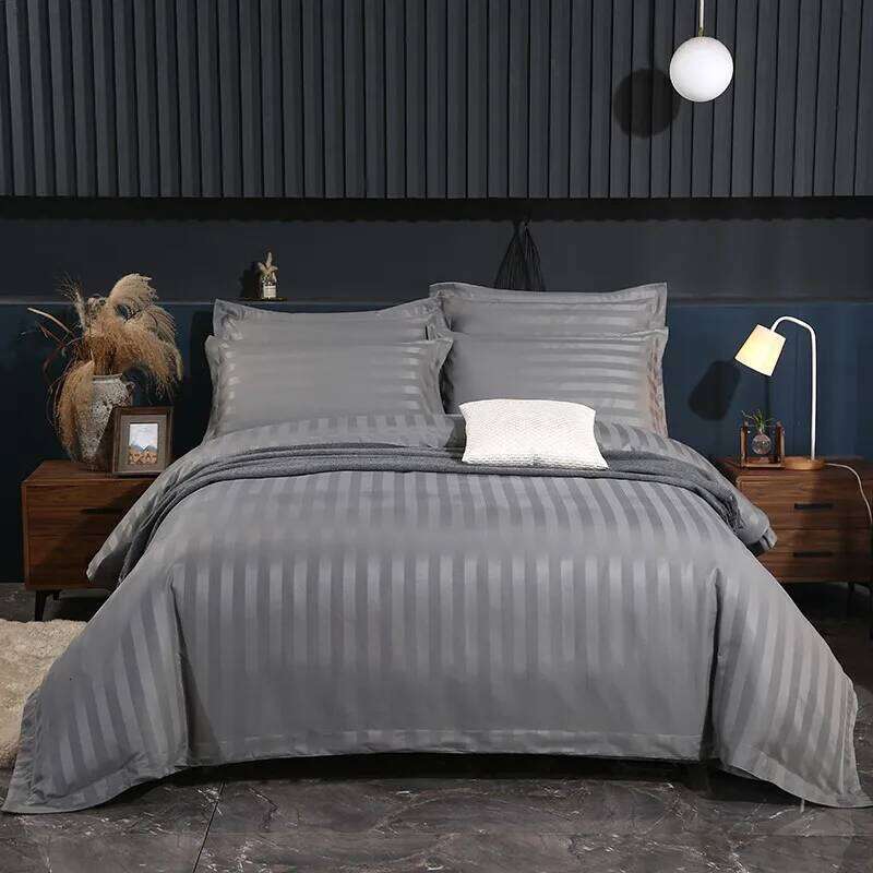 Comfort 4Pcs Set Damask Stripes Premium Hotel Quality Microfiber Soft Duvet Cover Bed Sheet Pillowcase Double Queen H260312