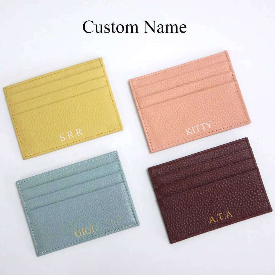 Leather Credit Custom Personalized Initial Slim Monogram Name Wallet Card Holder DIY Christmas