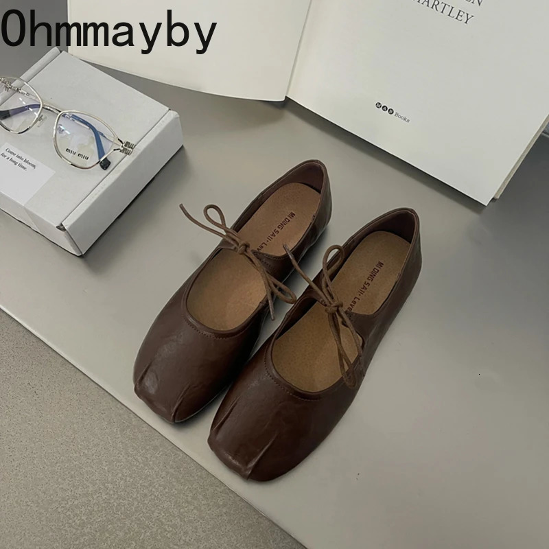 2026 Spring Women Ballet Flats Casual Shallow Butterfly-knot Shoes Soft Sole Womens Elegant Leather Dress Shoes 260227