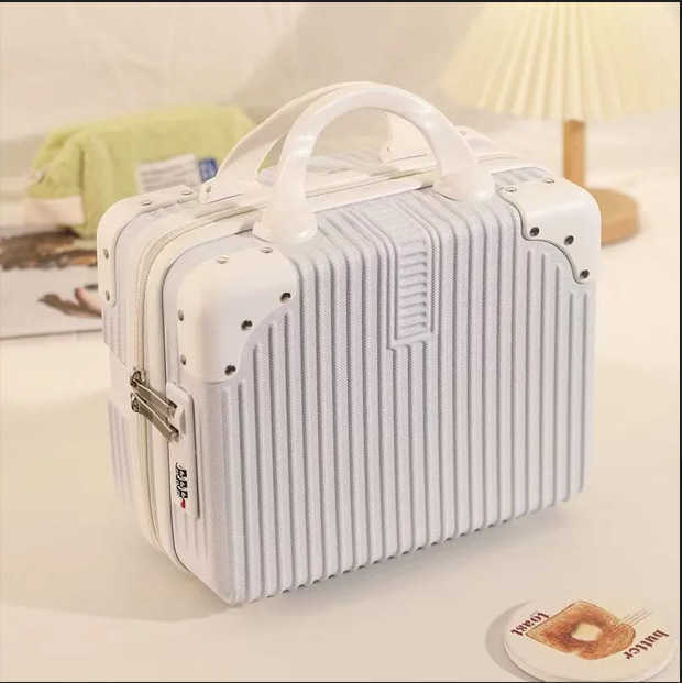 Portable small suitcase makeup bag women's portable storage box with lock and password protection, can be checked as luggage. J260312