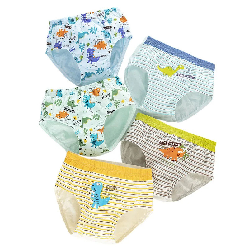 510 Pieces Cotton Kids Triangle Underwear Aged 213 Boys Briefs Dinosaur Print Cartoon Dog Pattern Soft Toddler Underpants 260311