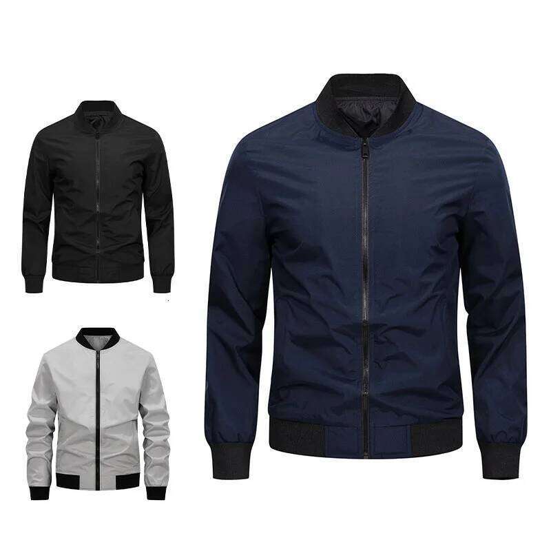 Spring Autumn Casual Fashion Baseball Coat Light Soft Flying Jackets Men Business Men's Standing Collar Jacket 26H0311