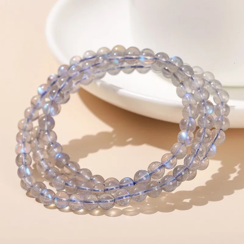 JD 7A Top Natural Blue Light Gray Moonstone Small Bead 3 Layer Strand Bracelets Women Men Charm Labradorite Handmade Bangles 260302