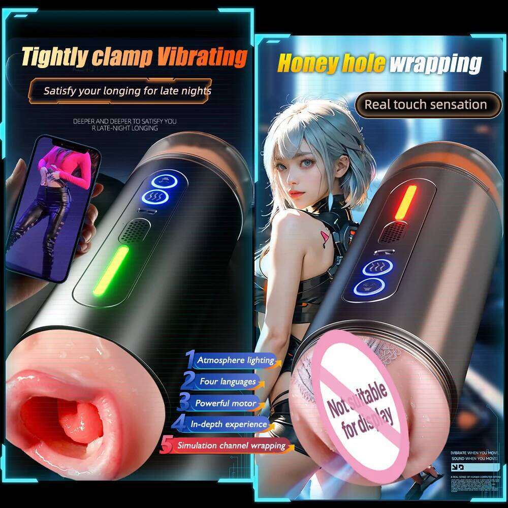 Male Masturbator Cup Penis Training Vibrator Sexy Voice Vaginal Penetration Pocket Pussy Sex Toys for Men Couples Intimate Z260312