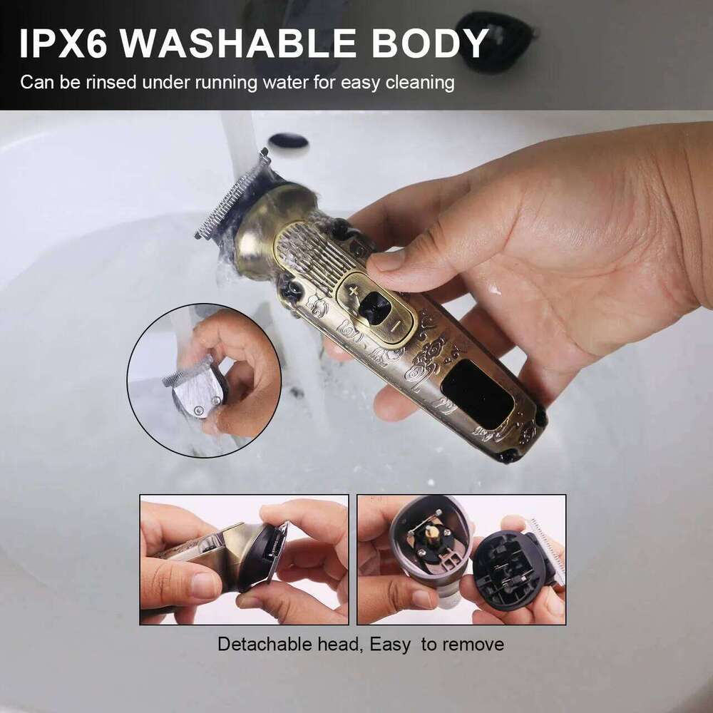 Hatteker Hair Trimmer Adjustable Facial & Body Man's Professional Electric Haircut Machine Rechargeable for Barber Shop C260312