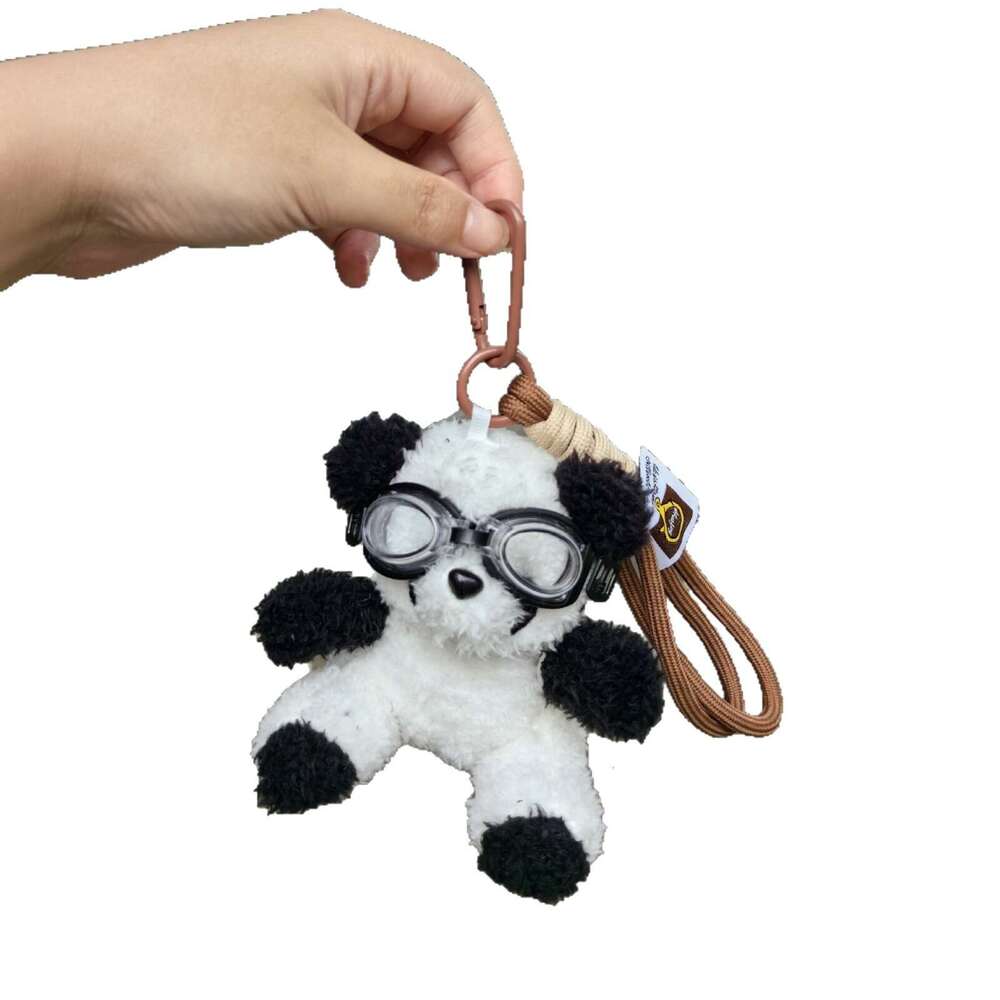 Super Cool Glasses Panda Pendant Versatile Cute Pilot Doll Internet Celebrity Hot Plush Bear Keychain Toy