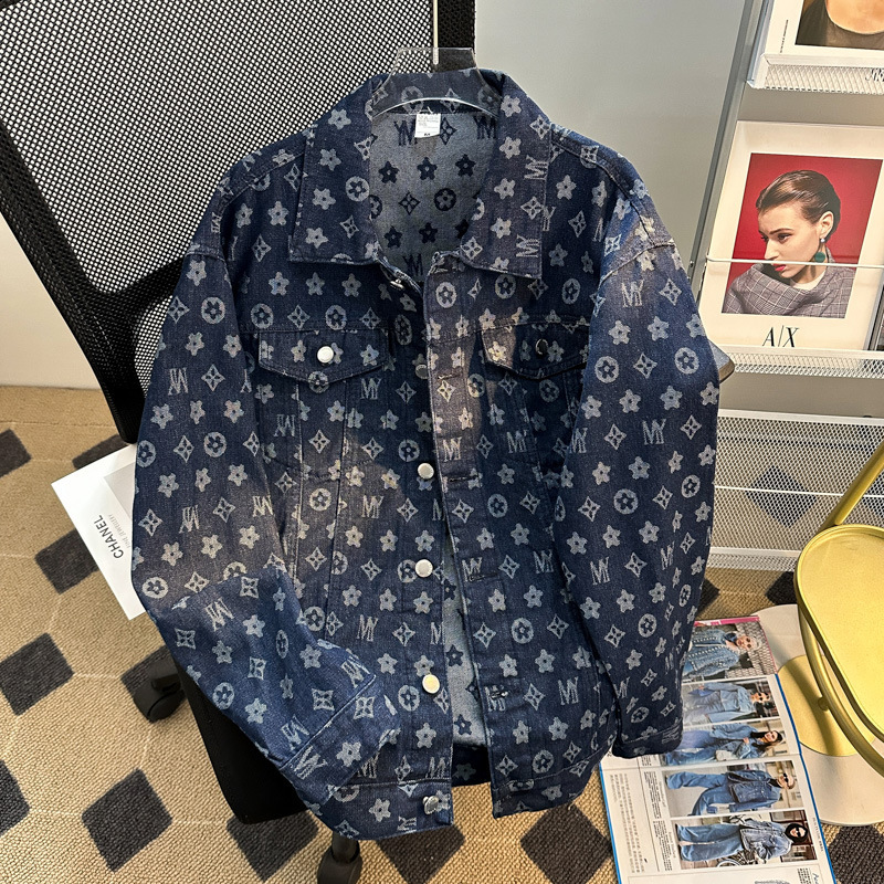 Luxury Brand Designer Clothes Spring And Autumn New Trendy Jacquard Denim Jacket For Men And Women, Loose Casual Couple Jacket, Fashionable And Versat