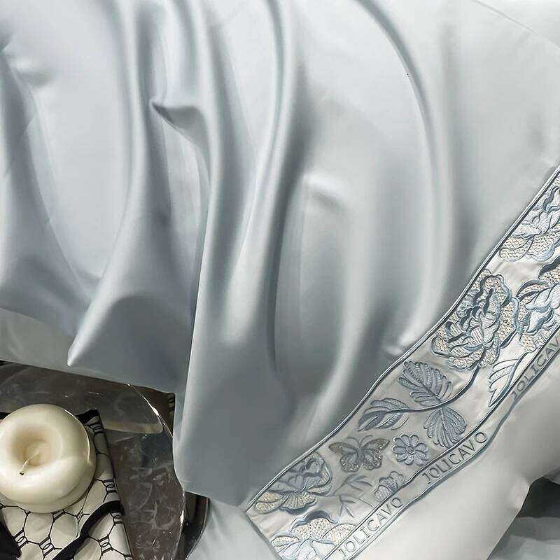 Egyptian Cotton Bedding Rose Butterfly Embroidery Duvet Sheet Pillowcases Bed Comforter Cover Set 4Pcs H260312