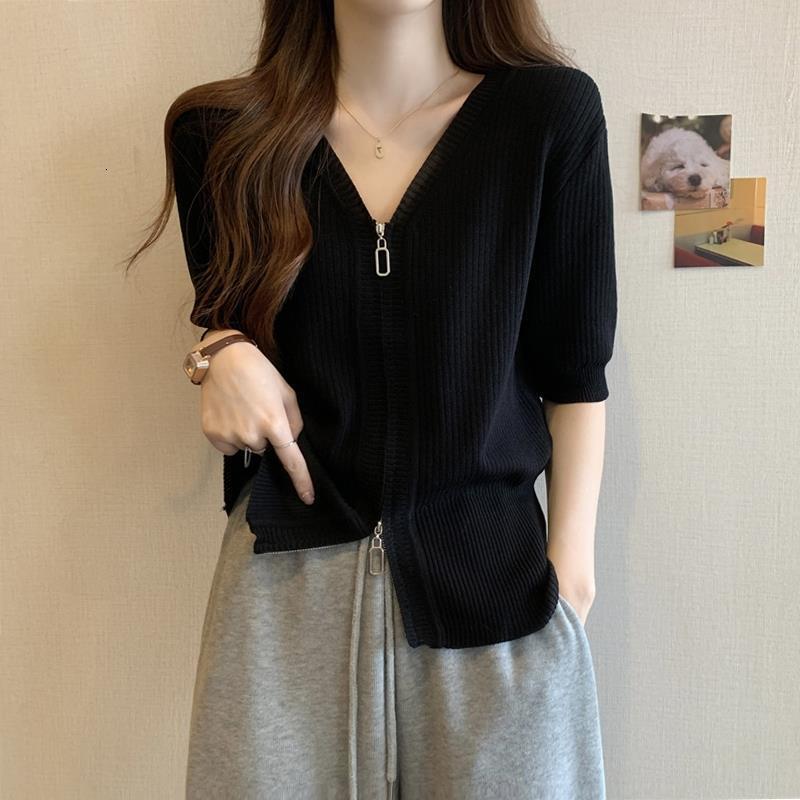 Plus-size Designer Hoodie Women's Clothing In Korean Style Shirt Tummy-concealing Polo Base Layer Imitation Knitwear For Women Summer Slimming Fo