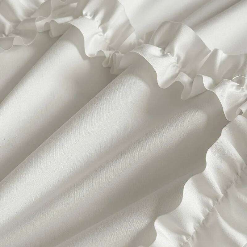 4Pcs French Princess Style Ruffles Bedding Set Double King Queen Size Wedding Bedroom Duvet Cover Flat/Fitted Sheet Pillowcases H260312