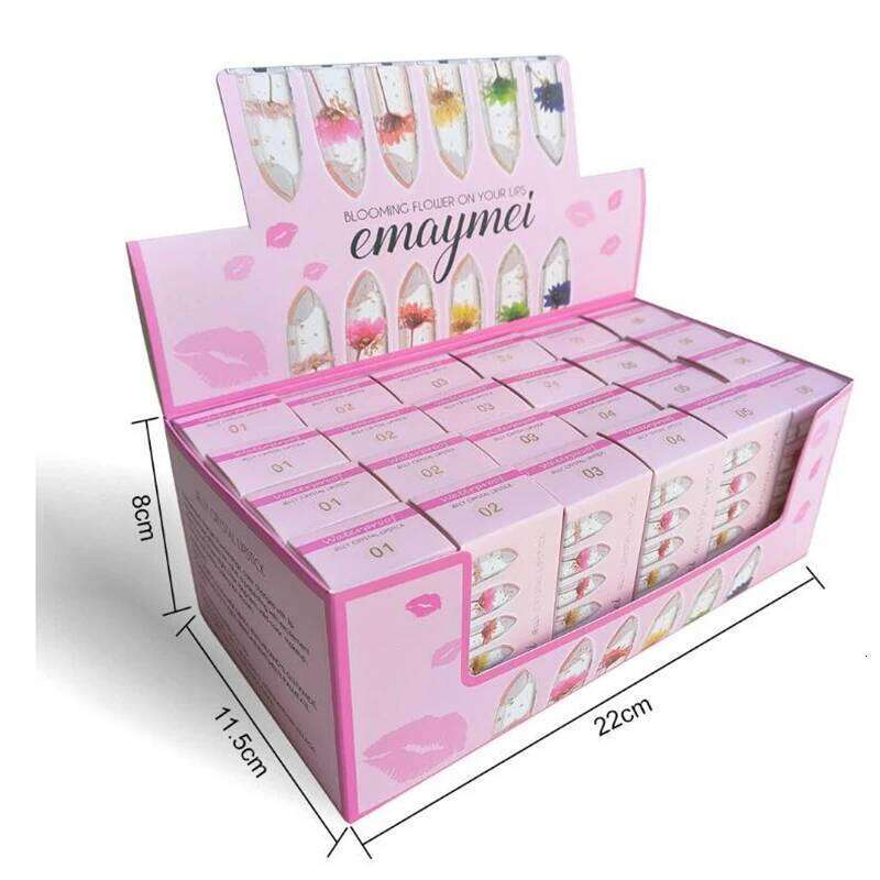Wholesale 24 PCS Lip Balm Set Flowers Colour Changing Lipsticks Long Lasting Moisturizing Jelly Warm Pink Lipstick W260311