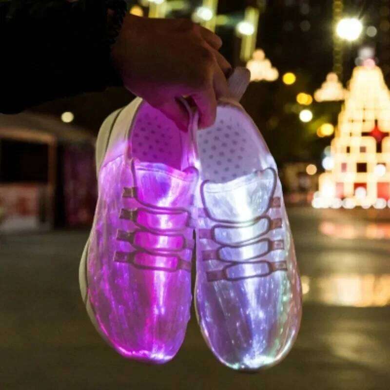 Spring Boy Luminous Glowing Sneakers Men Women Girl Kids LED Light Children Flashing Adults USB Recharge Fiber Optic Shoes H260312