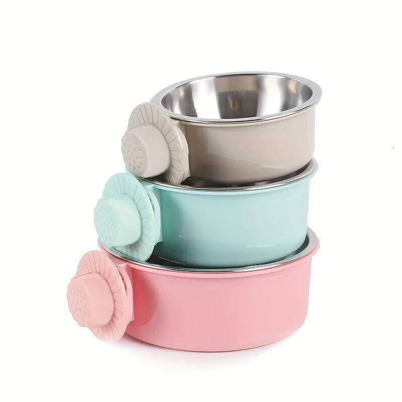 anti-tip Fixed Hanging Dog Cage Stainless Steel Drinking Bowl Pet Supplies 26Y0312