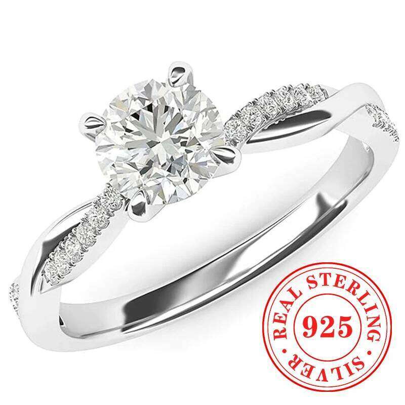 Huitan 925 Sterling Silver Women Rings Minimalist Bright Round Cubic Zirconia Finger Accessories Fashion Bride Wedding Jewelry H260312