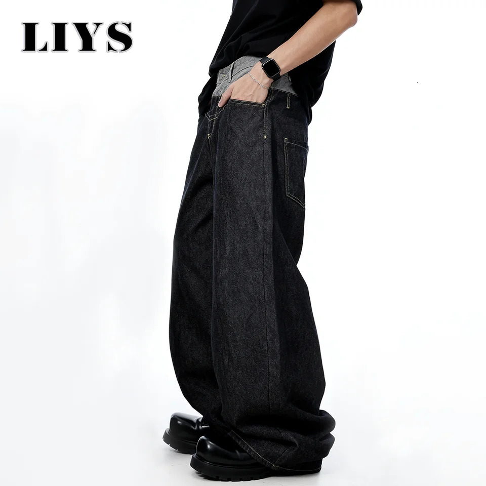 Mens Retro Double Waist n Baggy Wide Leg Jeans Street n Denim Pants Gothic loose Machete Wide Leg Jean Unisex Clothes 260310