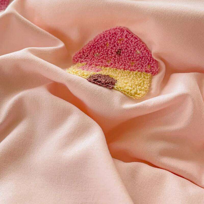 Cute Pink Cartoon Cat Towel Embroidery Girls Kids Bedding Soft Washed Cotton Duvet Covers Set Bed Sheet Pillowcases 3/4Pcs H260312