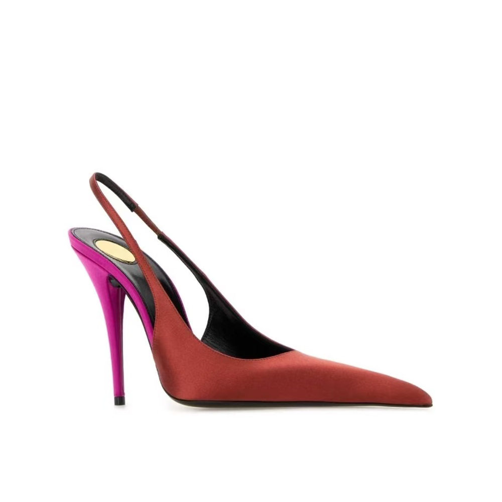 Top quality Stiletto Heel Sandals Pumps Luxury silk pointed toes slingbacks dress shoes womens designer sandal elegant lady evening shoes factory footwear