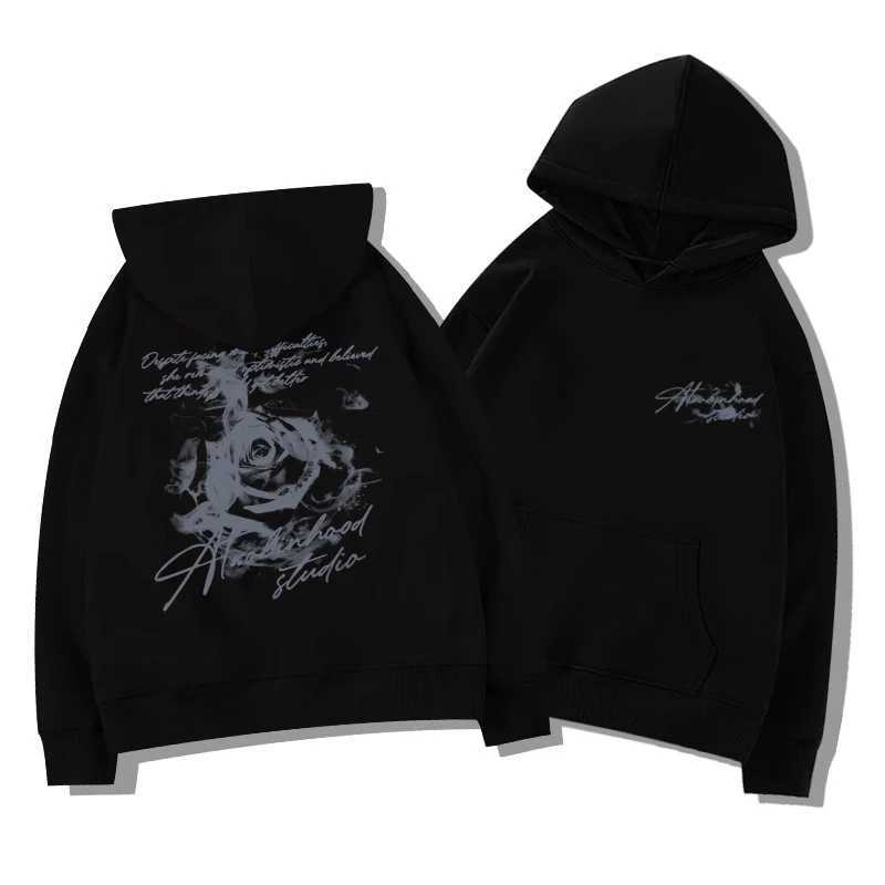Rose Flower Men Women Hoodie Pullover Outdoor Street Casual Loose Sports Comfort Sporty Versatile Daily Winter Autumn Sweatshirt M260312