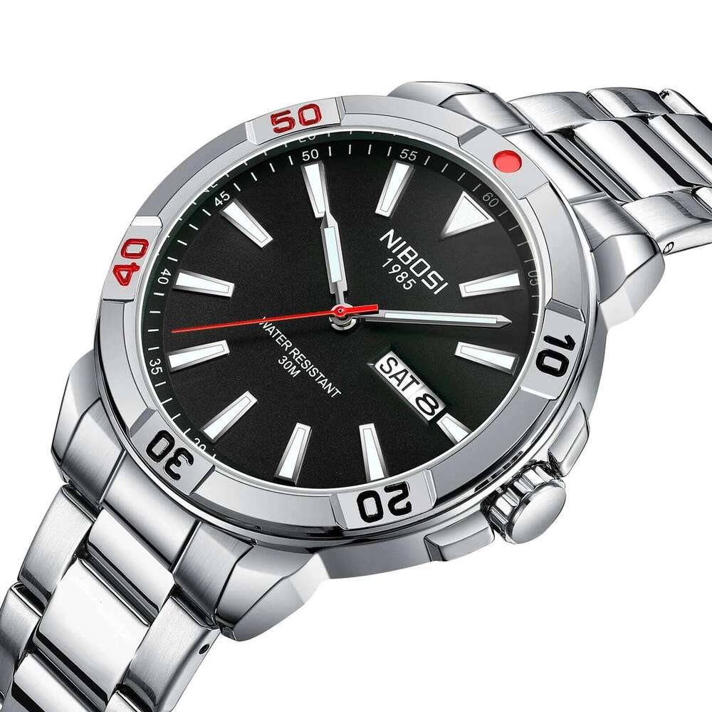 NIBOSI Analog Quartz Mens Watches Top Brand Luxury Week-Date Men Waterproof Stainless Steel Luminous Business Dress Watch