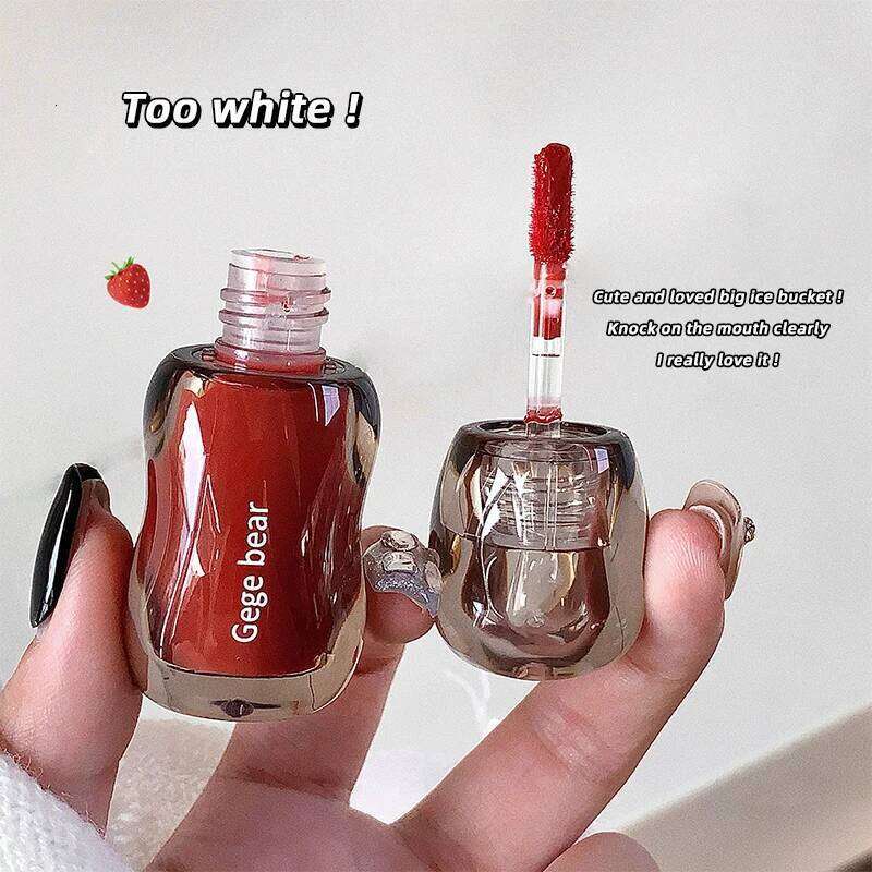 Gege bear big ice bucket crystal transparent lip glaze moisturizing mirror pouty lips autumn and winter whitening lipstick W260311